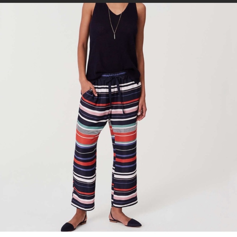 NWOT Loft Striped Fluid Drawstring Pants Size Med